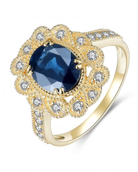 OVAL SAPPHIRE DIAMOND RING (TR4241)